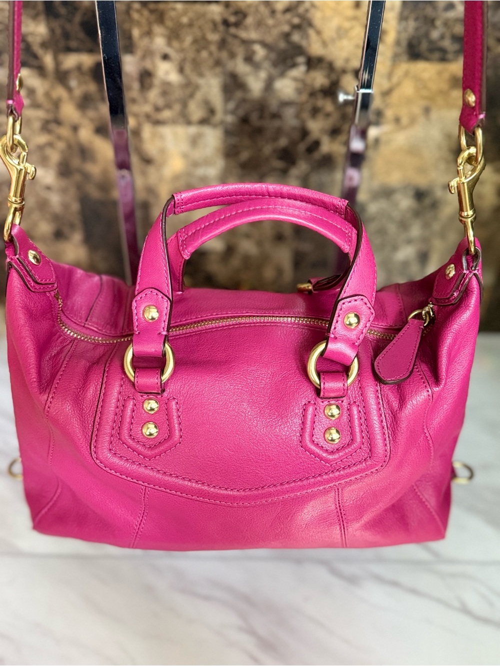 RARE & VINTAGE (2000s) Coach Ashley Leather Satchel in Raspberry - Picture 14 of 14